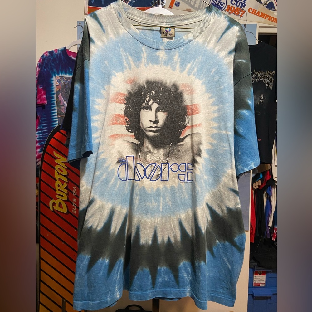 Vintage y2k liquid blue The Doors single stitch band tee